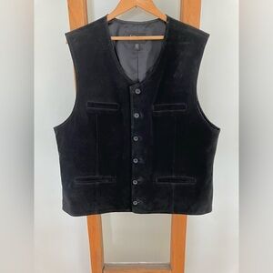LP Uomo Black 6 Button Up Suede Vest